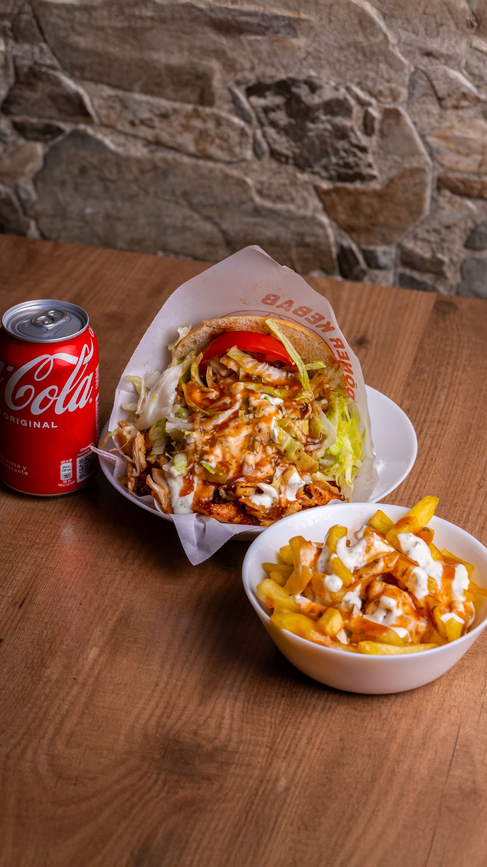 Doner kebab wrap with chips